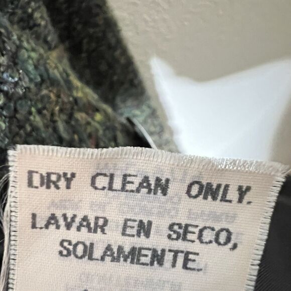 VTG Sag Harbor Green Tweed Blazer Jacket Sz 10 Lined Four Buttons Shoulder Pads - Picture 9 of 9